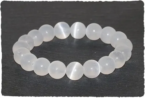 Calcite Crystal Bead Bracelet – Healing Crystal Bracelet for Women and Men – Round Beaded Bracelets for Spiritual Healing, Positive Energy – Unisex Elastic Adjustable Gemstone Bracelet - 图片 5